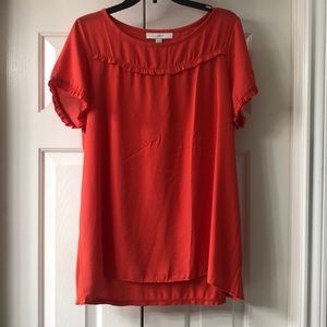 Short sleeved orange Loft maternity top